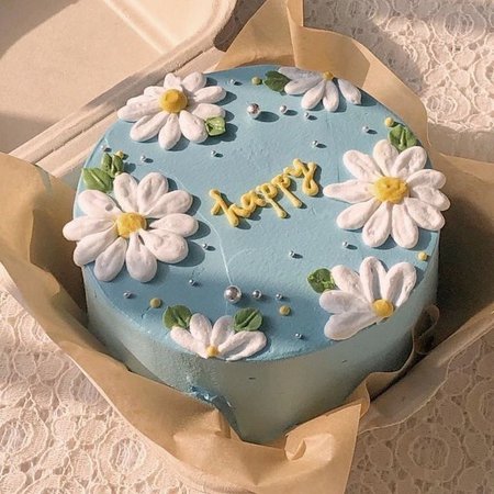 Blue Daisy Korean Birthday Cake