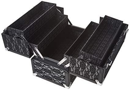 Amazon.com : Caboodles Make Me Over 4 Tray Train Case, Cosmetic Storage Case & Organizer, Black Lace, 3.5 Lb : Locking Makeup Case : Beauty & Personal Care