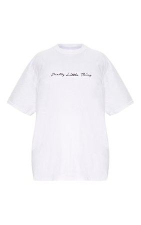PRETTYLITTLETHING Plus White Slogan T Shirt | PrettyLittleThing