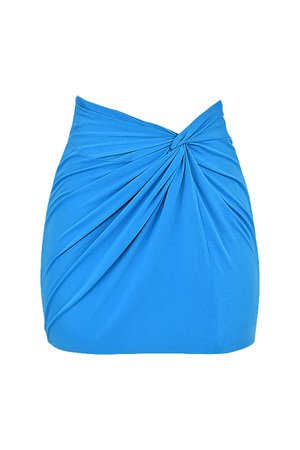 'Tranquil' Blue Twist Front Mini Skirt - Mistress Rock