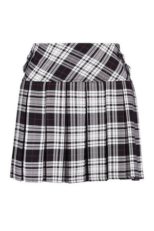 Monochrome Tartan Check Pleated Kilt Woven Skirt | Boohoo