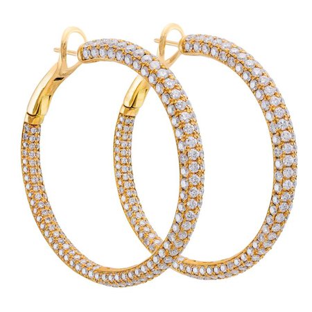 10.58 Carat Diamond Gold Hoop Earrings For Sale at 1stdibs