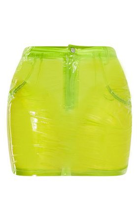 Petite Lime Transparent Mini Skirt | Petite | PrettyLittleThing