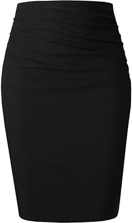 SATINIOR Women's Elegant Ruched Knee Length Skirt Slim Fit Office Pencil Skirt at Amazon Women’s Clothing store