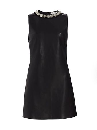 Shop Alice + Olivia Coley Faux-Leather Embellished Minidress | Saks Fifth Avenue