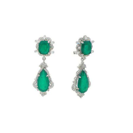 Fashiontage - Emerald Sterling Silver Round Drop Earring