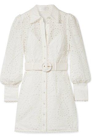 Zimmermann | Belted broderie anglaise cotton mini dress | NET-A-PORTER.COM