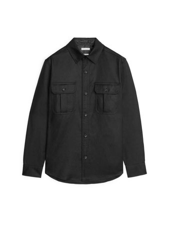 Cotton Twill Utility Overshirt - Black - Shirts - ARKET DK