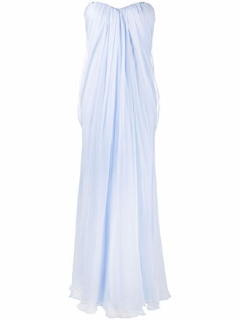 Alexander McQueen strapless draped silk dress - FARFETCH