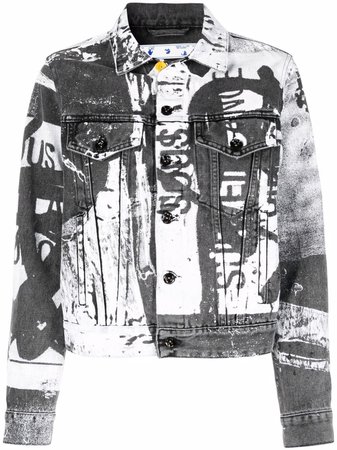Shop Off-White x Pablo Tomek printed denim jacket with Express Delivery - FARFETCH