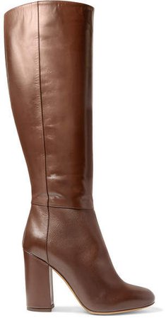 Sophie Leather Knee Boots - Dark brown