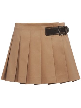 Prada Pleated Cotton Miniskirt - Farfetch