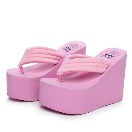 pink platform sandals