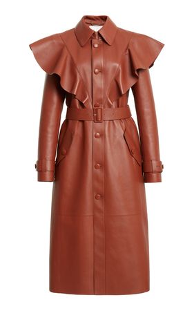 Chloé Ruffled Leather Trench Coat By | Moda Operandi