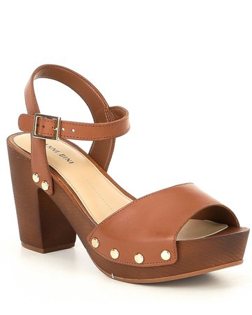Gianni Bini Renella Two-strap Wood Platform Block Heel Sandals in Papaya (Brown) - Lyst