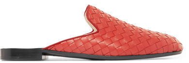 Intrecciato Leather Slippers - Red