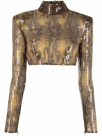 alessandra rich sequin snake print top