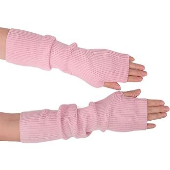 YATANAM Wool Blended Wrist Warmers Warm Fingerless Gloves Knit Soft Arm Warmers Sleeves Typing Mittens for Women (15.7''/40cm, A-pink) at Amazon Women’s Clothing store