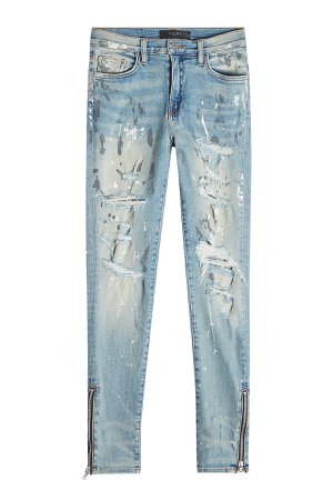 Distressed Skinny Jeans with Zipped Ankles Gr. 26