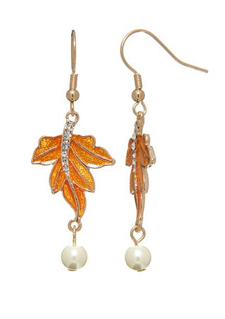 Kim Rogers® Harvest Leaf Pearl Drop Earrings