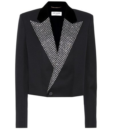 Crystal-embellished tuxedo jacket