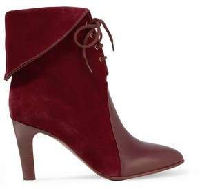 Leather-paneled Suede Ankle Boots