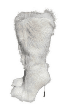 white furry heel boots