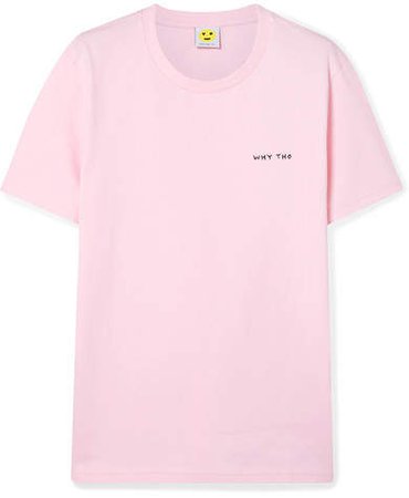YEAH RIGHT NYC - Embroidered Organic Cotton-jersey T-shirt - Pink