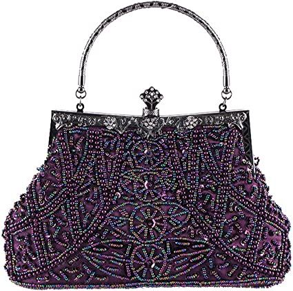 Amazon.com: Vintage Beaded and Sequined Women Evening Bag Evening Purse Clutch Bag Purple : Clothing, Shoes & Jewelry