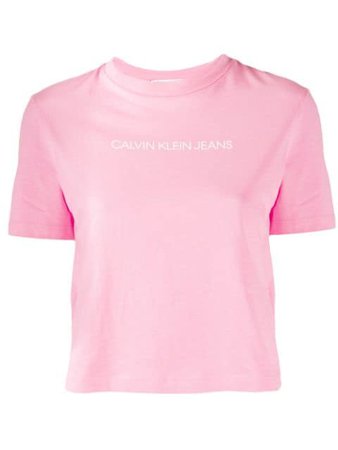 Calvin Klein Jeans Logo Print Cropped T-shirt - Farfetch