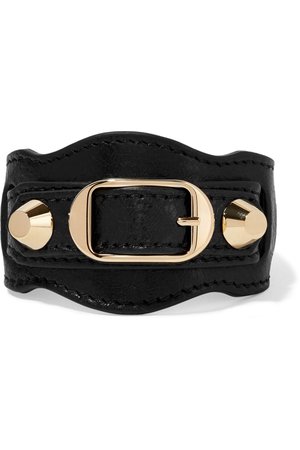 Black Arena textured-leather and gold-tone bracelet | Balenciaga | NET-A-PORTER