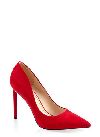 Solid Pointed Toe Stilettos - Red S