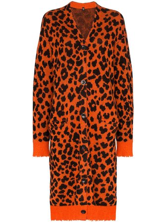 R13 Leopard Print Cashmere cardigan-dress - Farfetch