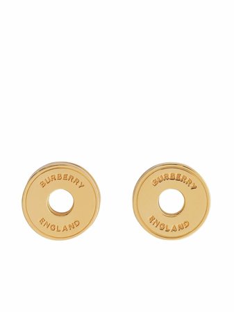 Burberry logo-engraved gold-plated earrings - FARFETCH