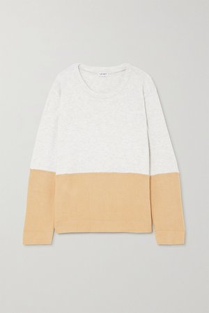 Sand Lori two-tone brushed stretch-knit sweater | LESET | NET-A-PORTER