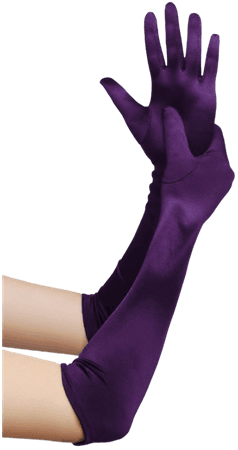 Elbow length satin flapper gloves purple