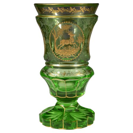 Engraved Goblet, Bohemian Glass For Sale at 1stDibs