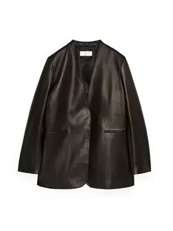 Oversized Leather Blazer - Black - Tailoring - ARKET GR
