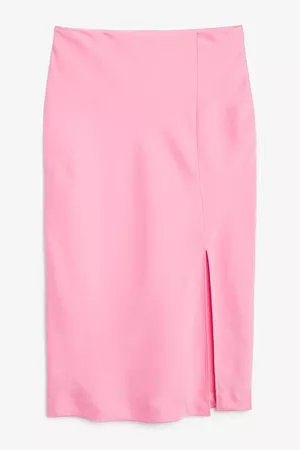 Satin midi skirt - Hot pink - Skirts - Monki WW