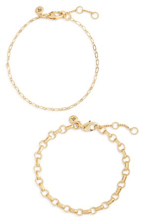 Madewell Set of 2 Paperclip Chain Bracelets | Nordstrom