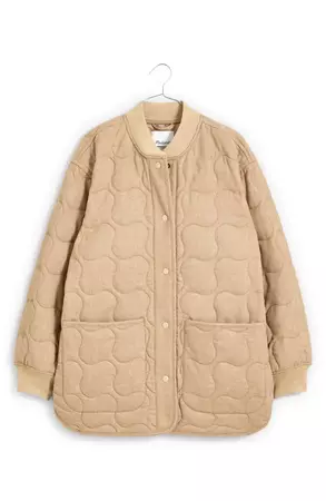 Madewell Quilted Oversize Wool Blend Bomber Jacket | Nordstrom