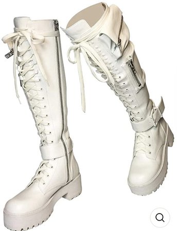 knee high boots white