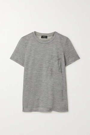 Easy Pocket Melange Wool-jersey T-shirt - Gray