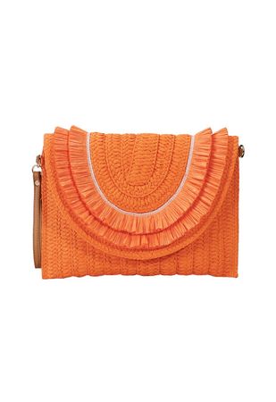 Raffia Solid Color Envelope Bag in Orange - Retro, Indie and Unique Fashion