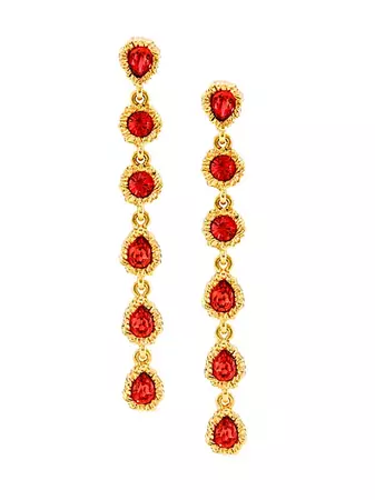 Shop Oscar de la Renta Lintzer Goldtone & Glass Crystal Drop Earrings | Saks Fifth Avenue