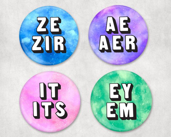 Ze/zir Ae/aer It/its Ey/em Pronoun Badge 1.25 32mm | Etsy