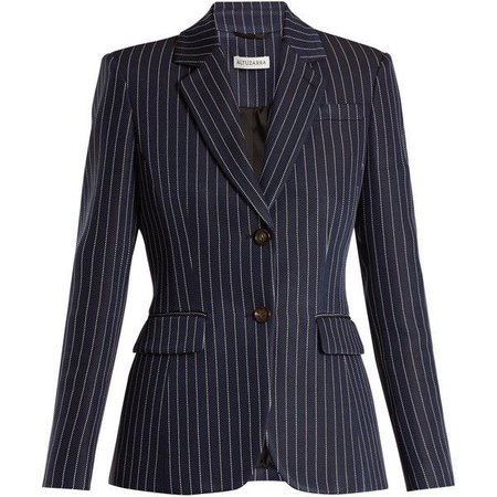 Altuzarra Fenice single-breasted pinstriped blazer ($1,895) ❤ liked on Polyvore featuring outerwear, jackets, blazers, blazer, suits, single breasted jacket, blue blazer jacket, single breasted blazer, 1980s - Google Search