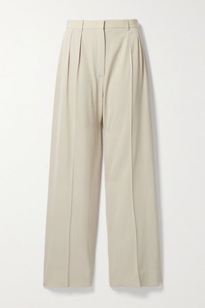 Cream Phoebe woven wide-leg pants | The Row | NET-A-PORTER