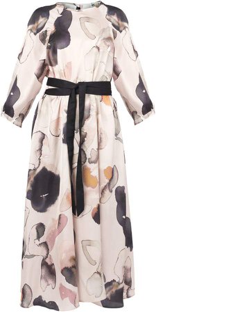 MUZA - Loose Fit Floral Print Belted Dress
