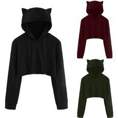 Cropped hoodie with Cat ears